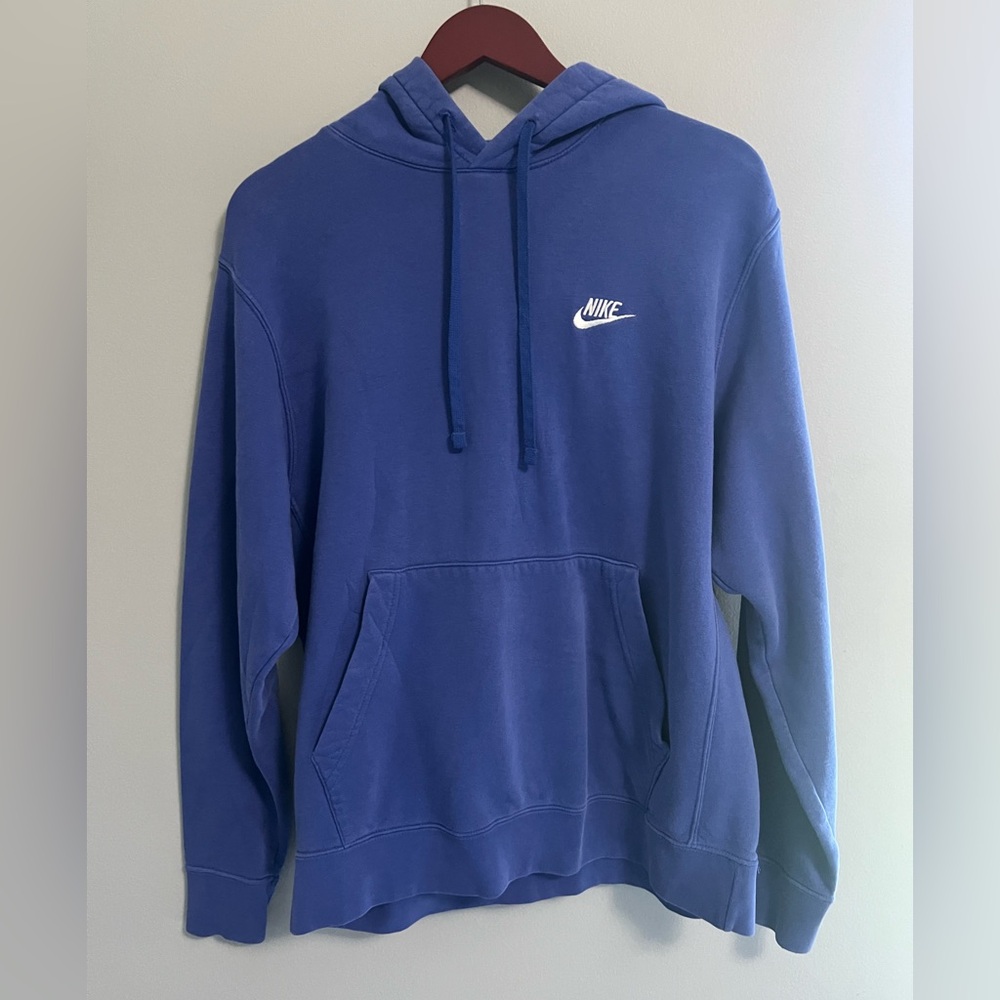 Nike Men's Royal Blue Pullover Hoodie with White Logo